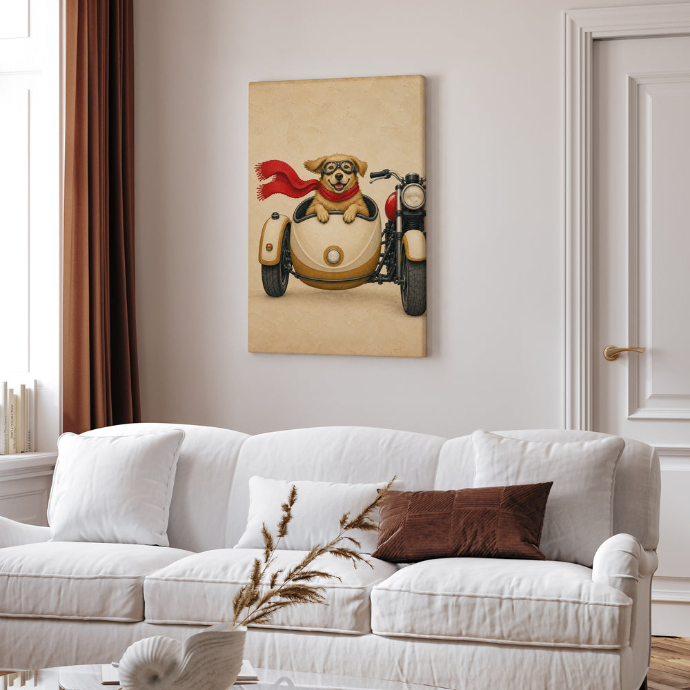Born To Be Mild – Motorcycle Wall Art with Goggles and a Sidecar – Canvas Wall Art