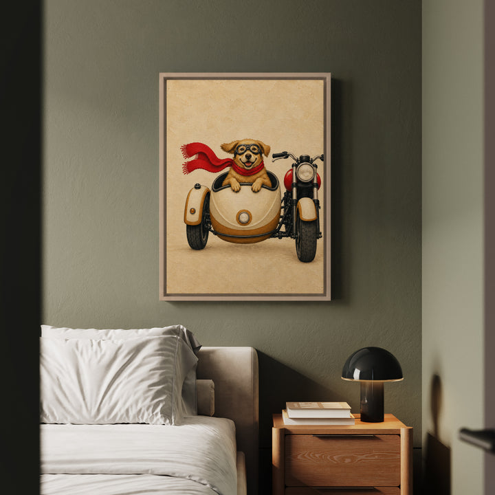 Born To Be Mild – Motorcycle Wall Art with Goggles and a Sidecar – Framed Canvas Wall Art