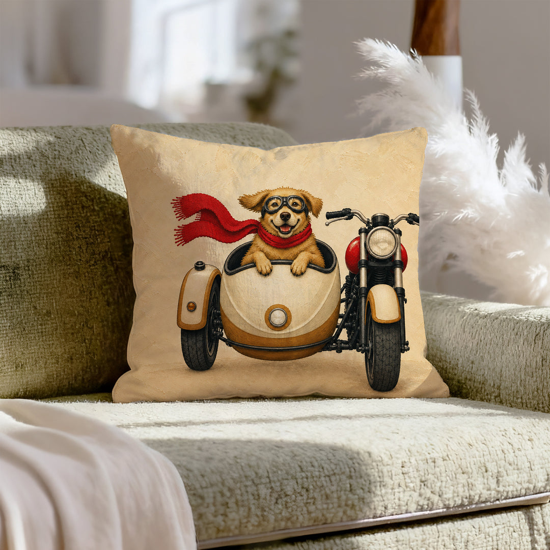 Born To Be Mild – Motorcycle Decor with Goggles and a Sidecar – Pillow Cover