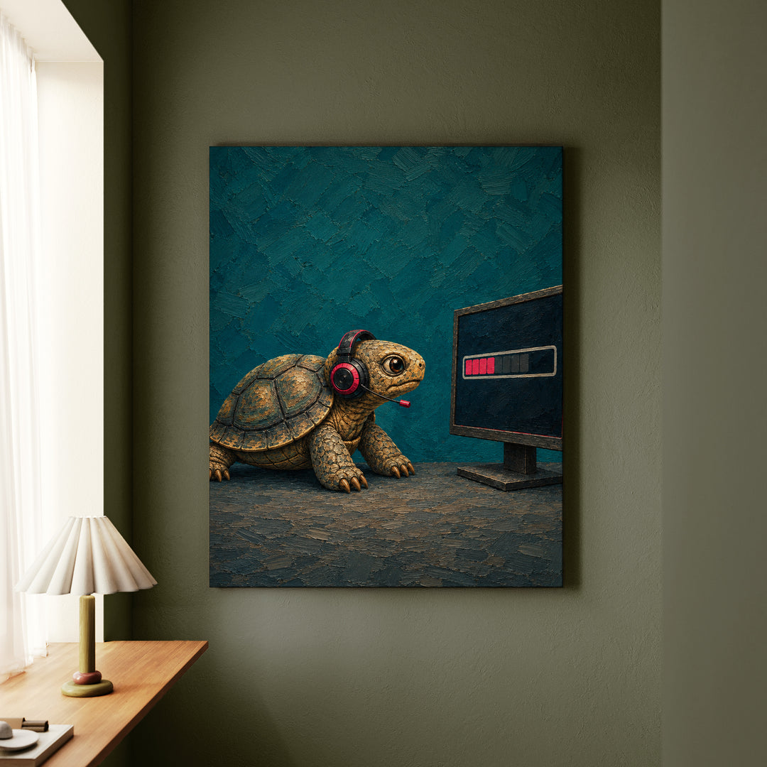 Lag – Gaming Wall Art with a Tortoise and a Loading Bar – Canvas / Framed Canvas