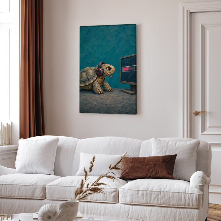 Lag – Gaming Wall Art with a Tortoise and a Loading Bar – Canvas Wall Art