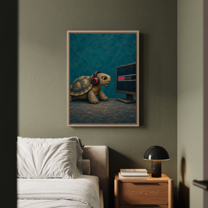 Lag – Gaming Wall Art with a Tortoise and a Loading Bar – Canvas / Framed Canvas