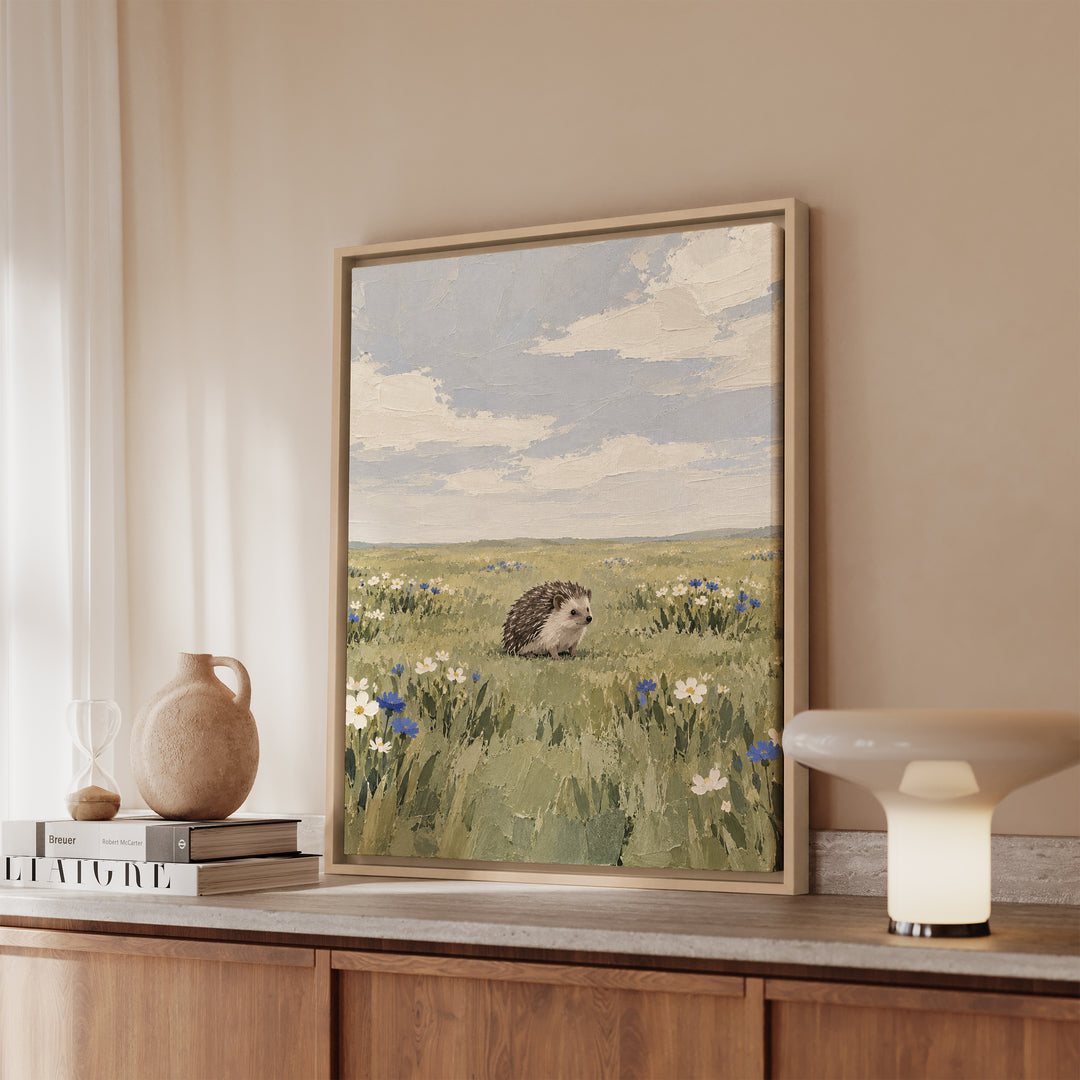 Quiet Meadow – Therapy Office Decor with a Wildflower Field – Framed Canvas Wall Art