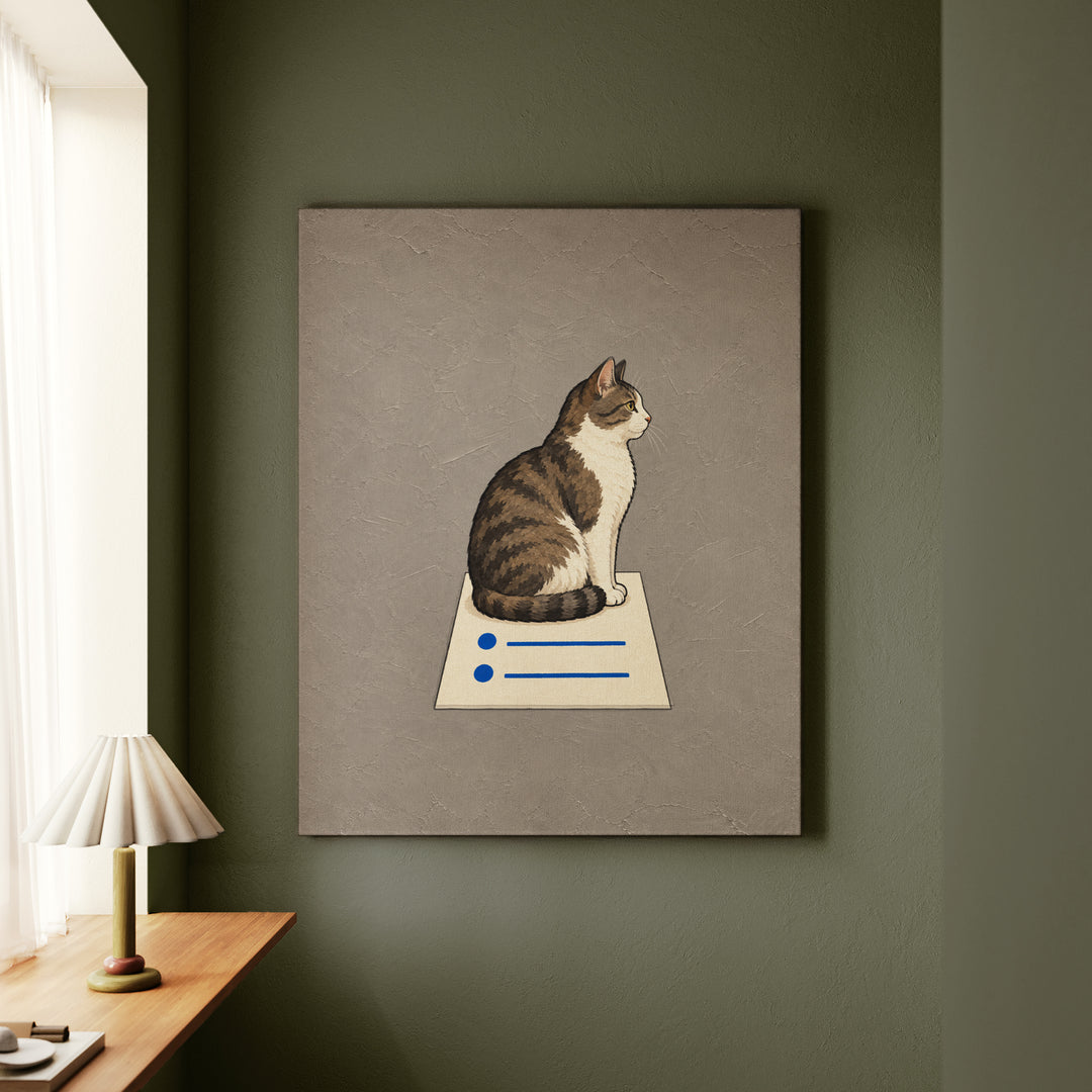 The Standup – Funny Office Decor with a Cat on the Meeting Agenda – Canvas Wall Art