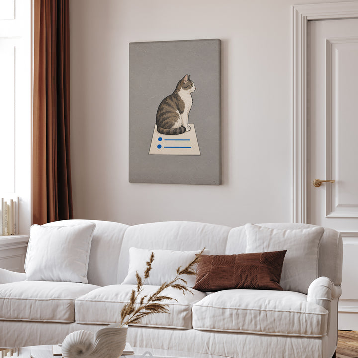 The Standup – Funny Office Decor with a Cat on the Meeting Agenda – Canvas Wall Art