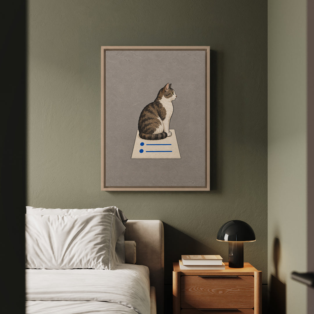 The Standup – Funny Office Decor with a Cat on the Meeting Agenda – Canvas / Framed Canvas