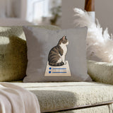 The Standup – Funny Office Decor with a Cat on the Meeting Agenda – Throw Pillow