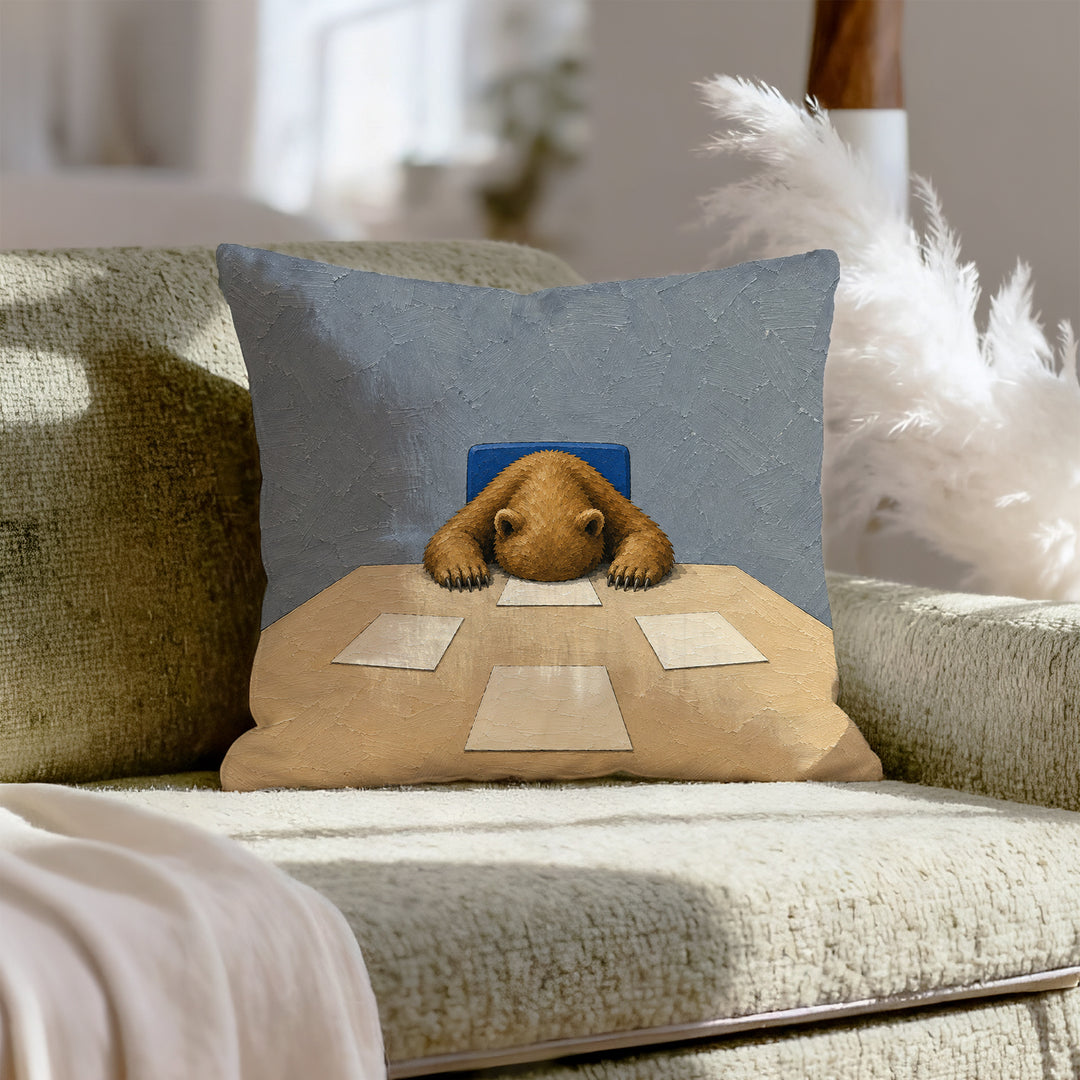 Could've Been An Email – Funny Office Decor with a Bear Face Down at the Table – Throw Pillow