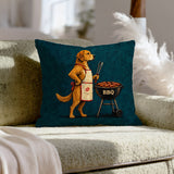 Grill Sergeant – Designer Decor with an Apron and a Guarded BBQ – Pillow Cover