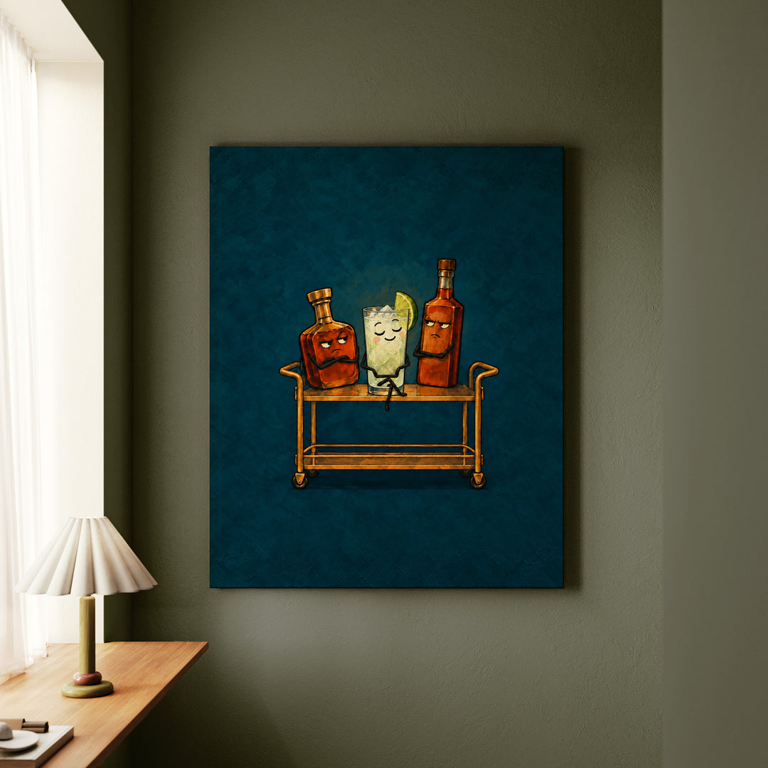 Lime & Soda: The Understudy – Bar Cart Decor with a Humble Fizz Taking Center Stage – Canvas Wall Art