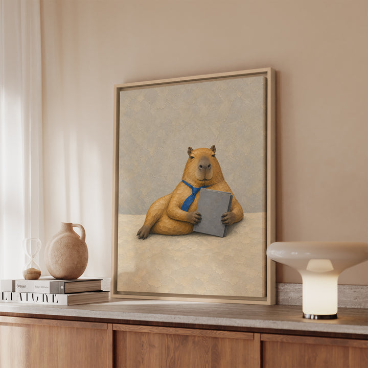 Middle Management – Office Decor with a Capybara and a Synergy Folder – Canvas / Framed Canvas