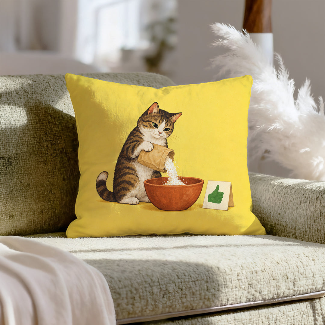 Measured By Vibes – Kitchen Decor with a Cat and Zero Measuring Cups – Pillow Cover