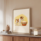 The Dough Tax – Kitchen Wall Art with a Dog Beside the Mixing Bowl – Framed Canvas Wall Art