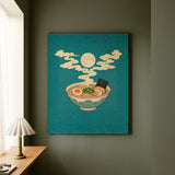 Moon Over Ramen – Japanese Wall Art with a Steaming Bowl at Night – Canvas Wall Art