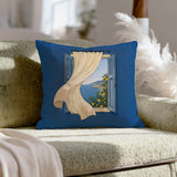 Open Window: Amalfi – Window Decor with a Curtain Onto Lemon Trees – Throw Pillow