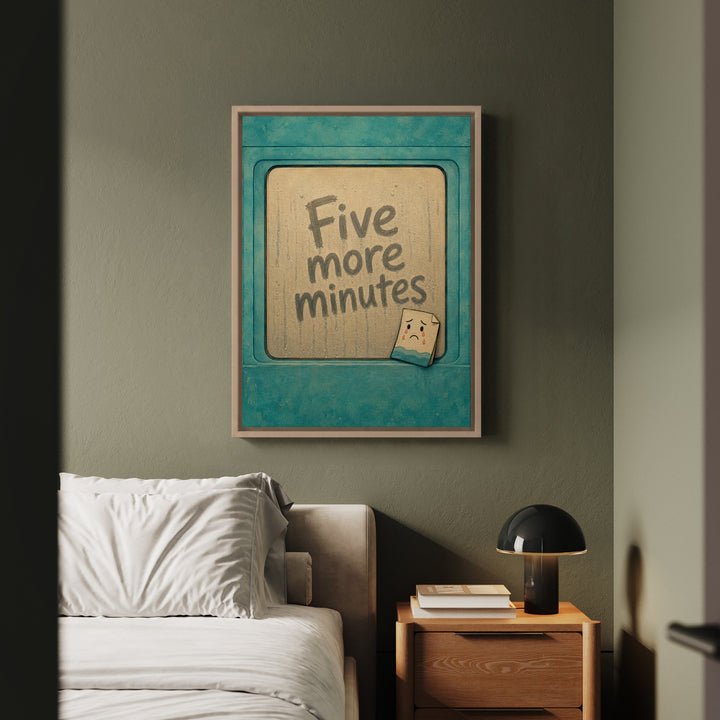 Five More Minutes of Hot Water – Funny Bathroom Art with a Steamy Shower Quote – Canvas / Framed Canvas