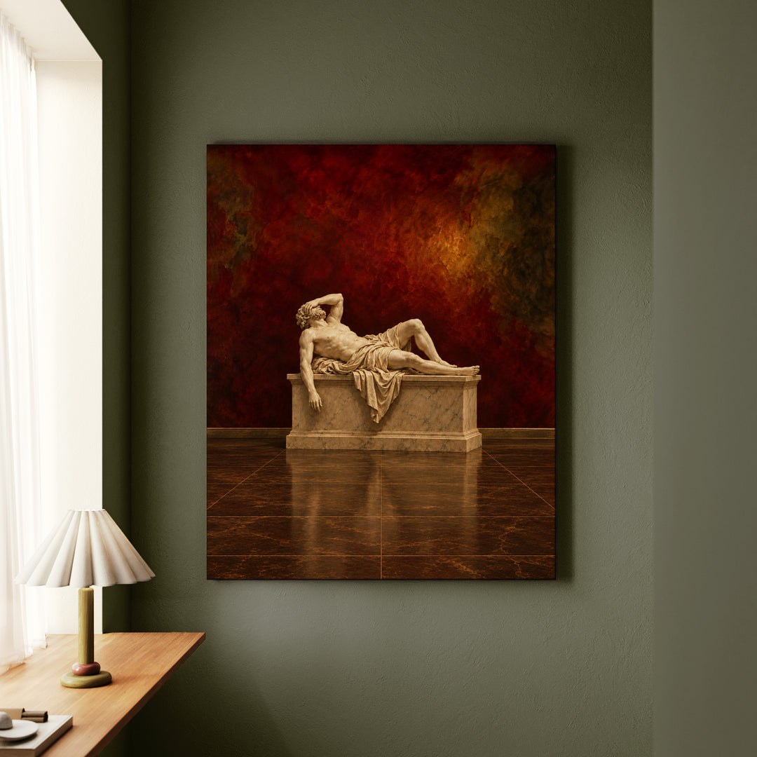 The Marble Nap – Greek Mythology Wall Art with a Statue Lying Down – Canvas Wall Art