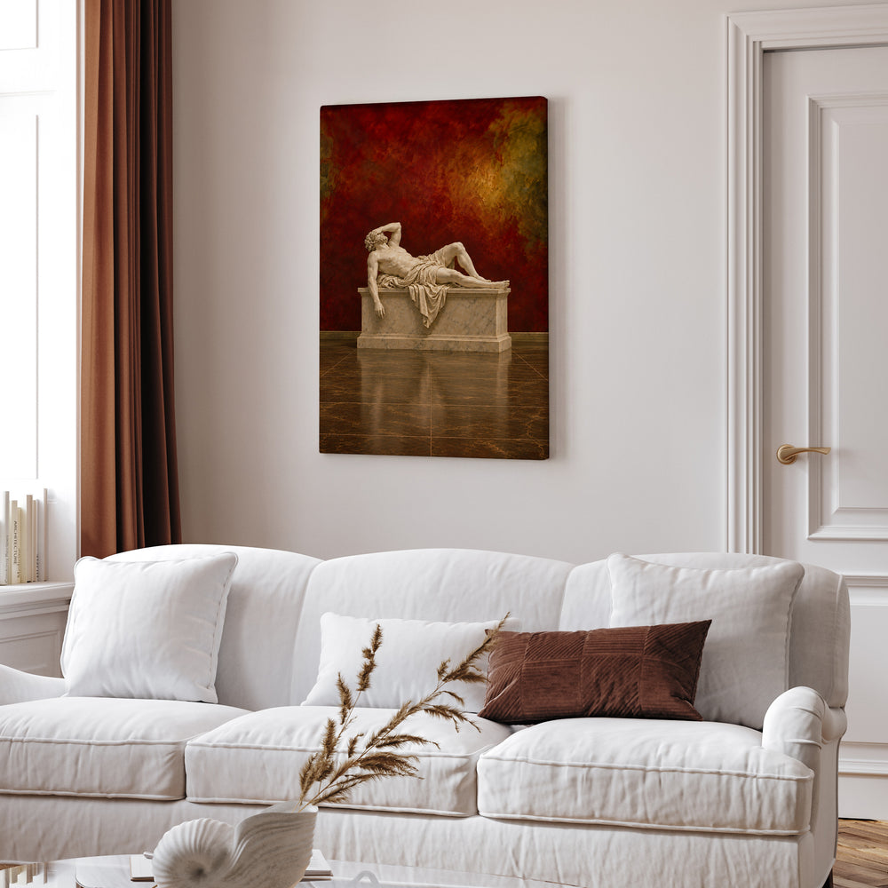 The Marble Nap – Greek Mythology Wall Art with a Statue Lying Down – Canvas Wall Art