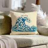 The Great Wave of Fur – Whimsical Decor with a Woodblock Swell of Cats – Pillow Cover