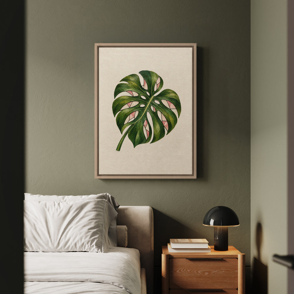 Monstera Monday – Botanical Wall Art with a Split Leaf Portrait – Framed Canvas Wall Art