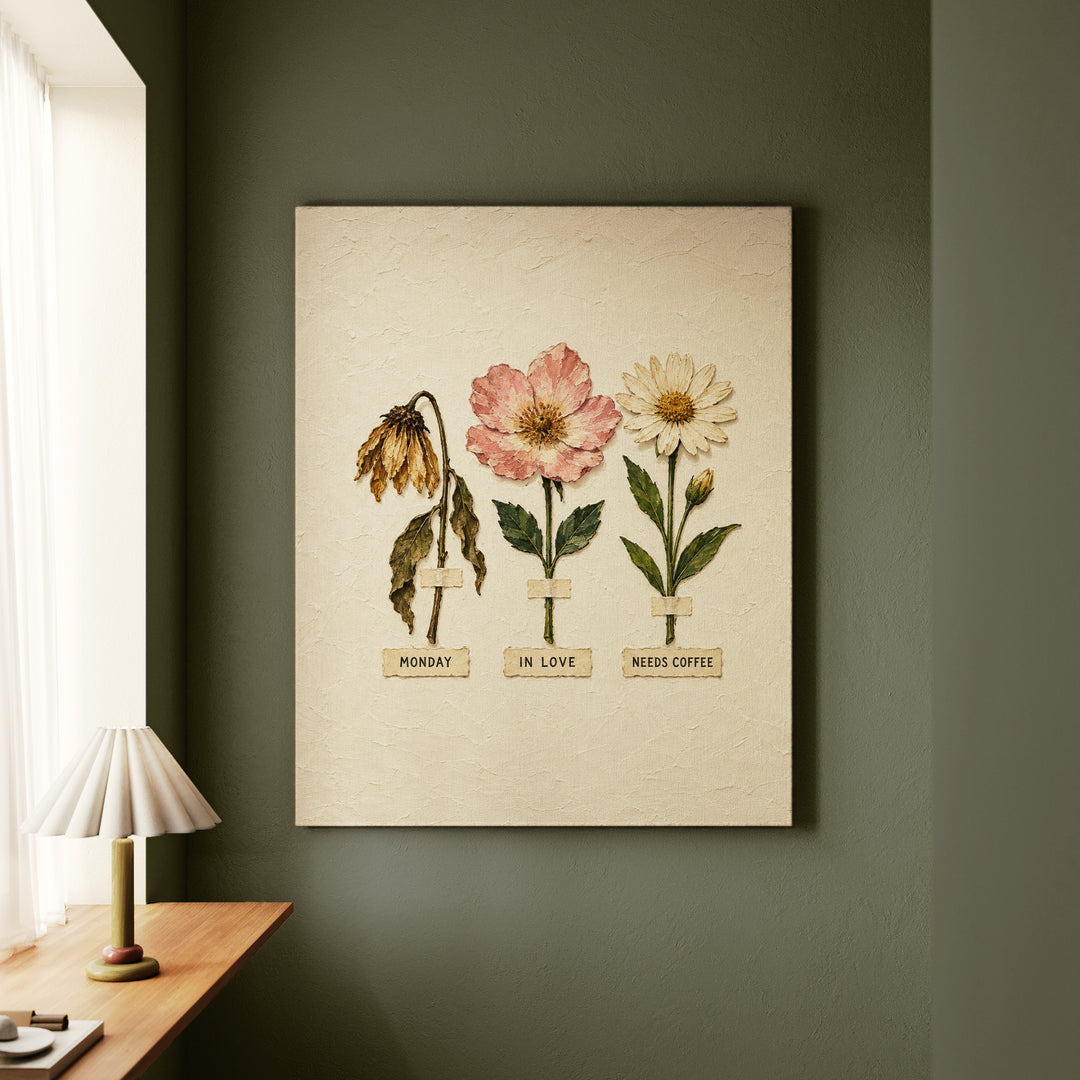 Herbarium of Moods – Botanical Wall Art with Blooms Labeled by Mood – Canvas / Framed Canvas