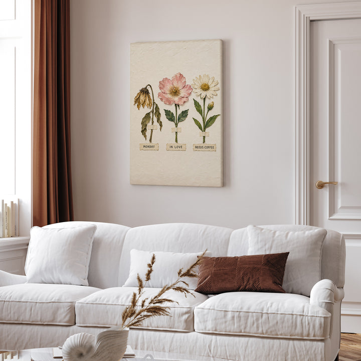 Herbarium of Moods – Botanical Wall Art with Blooms Labeled by Mood – Canvas / Framed Canvas