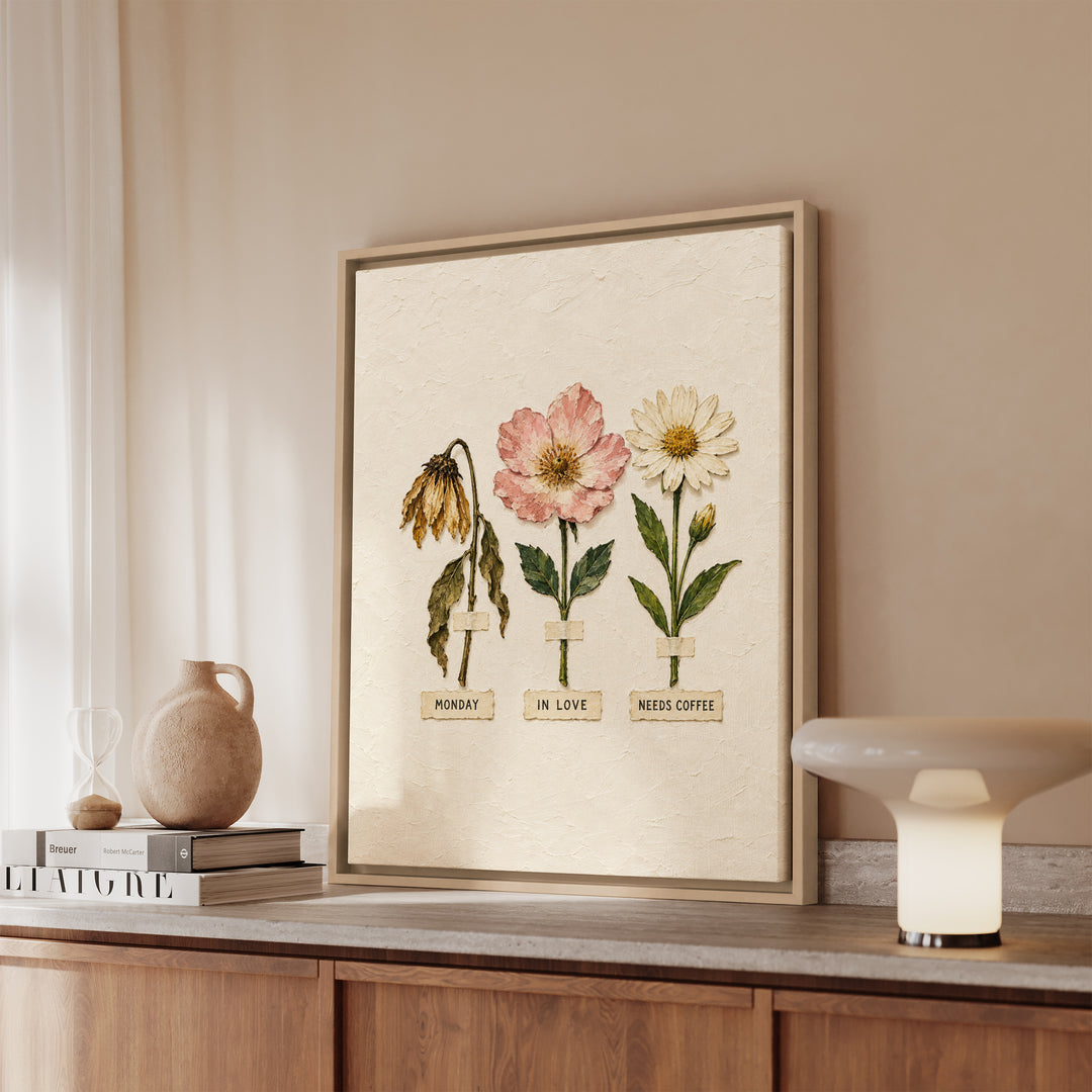 Herbarium of Moods – Botanical Wall Art with Blooms Labeled by Mood – Canvas / Framed Canvas