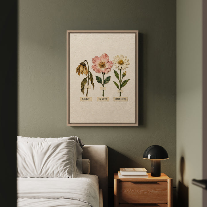 Herbarium of Moods – Botanical Wall Art with Blooms Labeled by Mood – Framed Canvas Wall Art