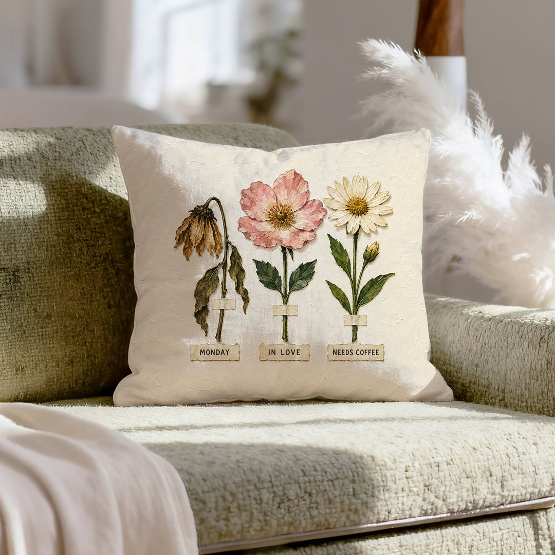 Herbarium of Moods – Botanical Wall Art with Blooms Labeled by Mood – Pillow / Cover