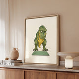 T-Rex vs Push-Up Day – Dinosaur Art with Visible Resignation at the Mat – Framed Canvas Wall Art