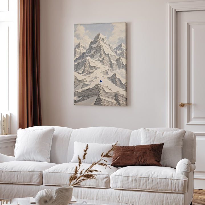 Inbox Mountain – Funny Office Wall Art with a Paper Alpine Range – Canvas Wall Art