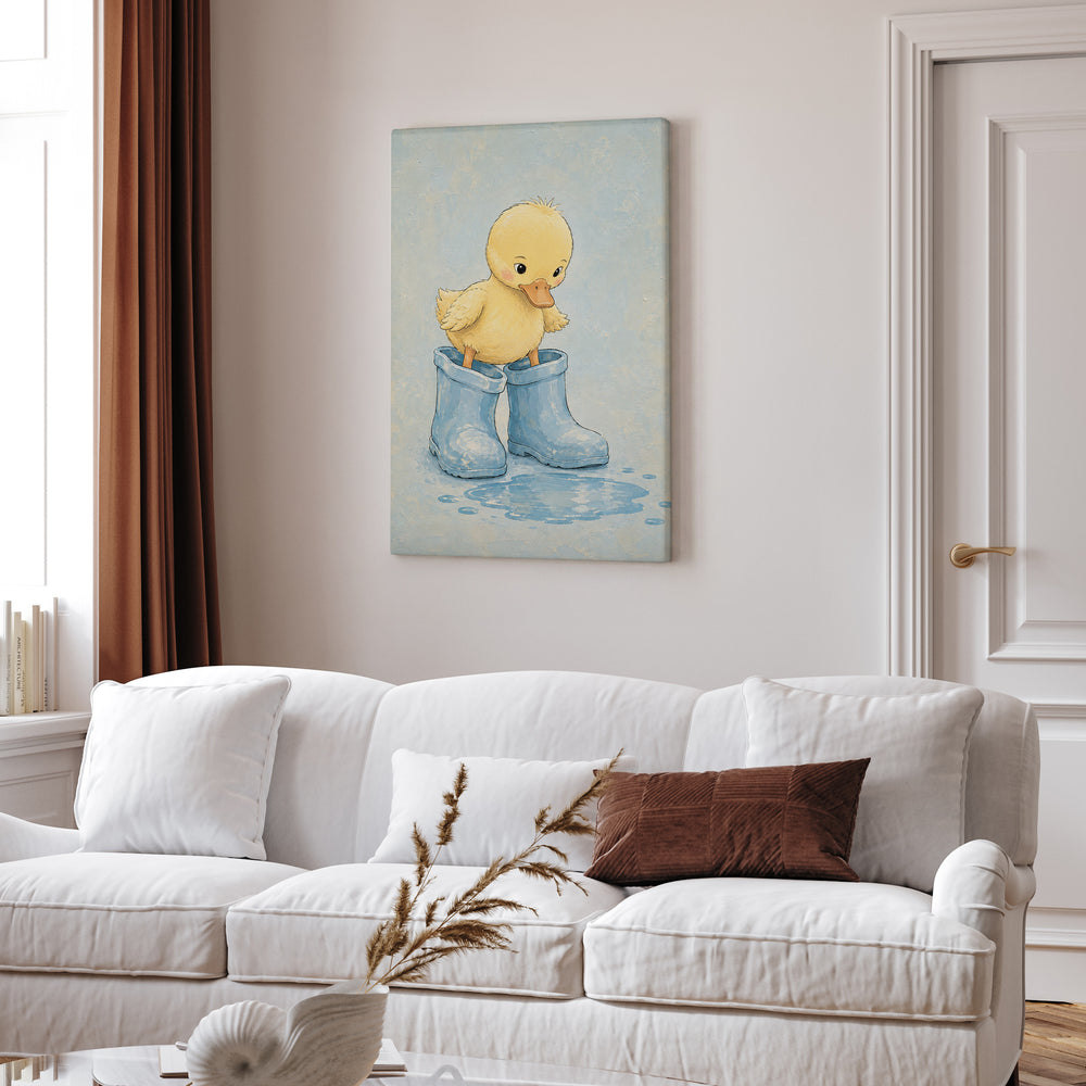 Little Boots – Nursery Wall Art with Rain Gear Four Sizes Too Big – Canvas Wall Art