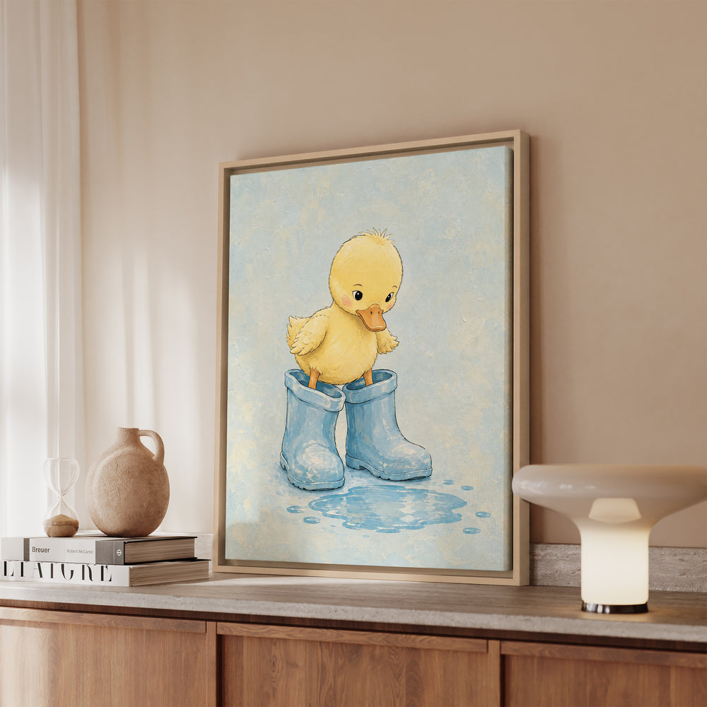 Little Boots – Nursery Wall Art with Rain Gear Four Sizes Too Big – Canvas / Framed Canvas