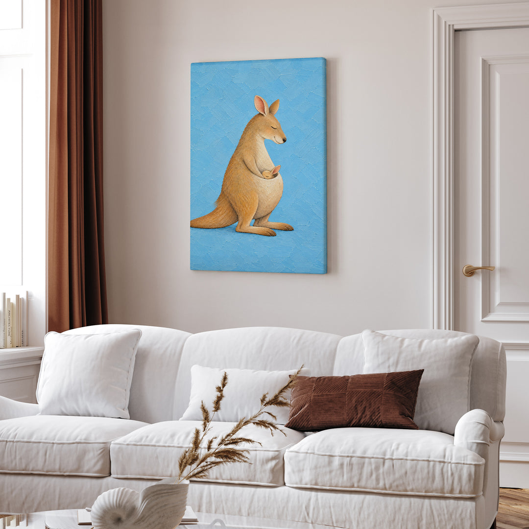 Pocket Nap – Nursery Wall Art with a Joey and One Ear Out – Canvas Wall Art