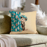 Shower Cap Society – Funny Bathroom Decor with a Startled Opossum – Pillow Cover