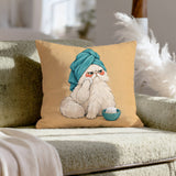 Towel Turban – Cat Bathroom Decor with a Spa Day Skincare Routine – Throw Pillow