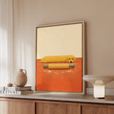 Rolling Pin Patrol – Funny Kitchen Art with a Dog on Floured Counter Duty – Framed Canvas Wall Art