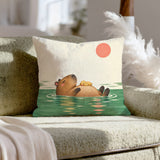 Pool Day – Capybara Decor with a Floating Duckling Nap – Pillow Cover
