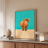 Nice Peach – Funny Bathroom Art with a Cheeky Highland Cow – Framed Canvas Wall Art