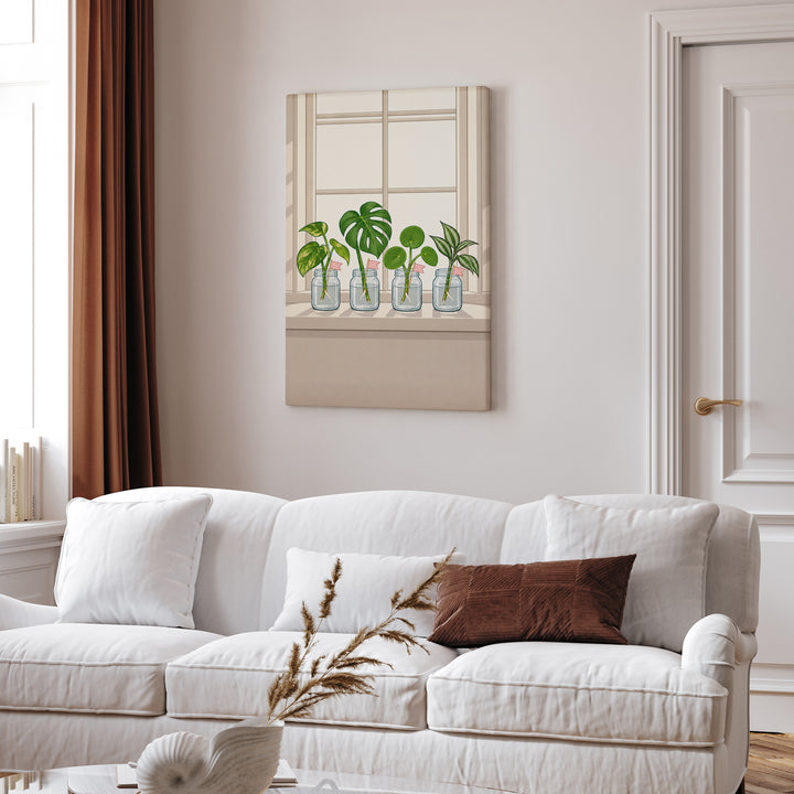 The Propagation Station – Plant Wall Art with Windowsill Jars and Milestones – Canvas Wall Art