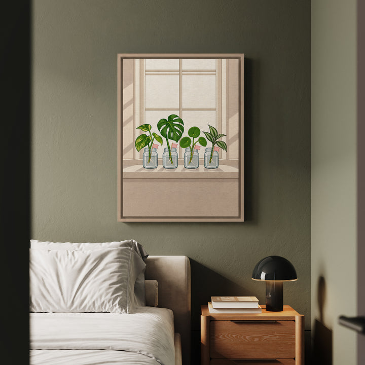 The Propagation Station – Plant Wall Art with Windowsill Jars and Milestones – Framed Canvas Wall Art