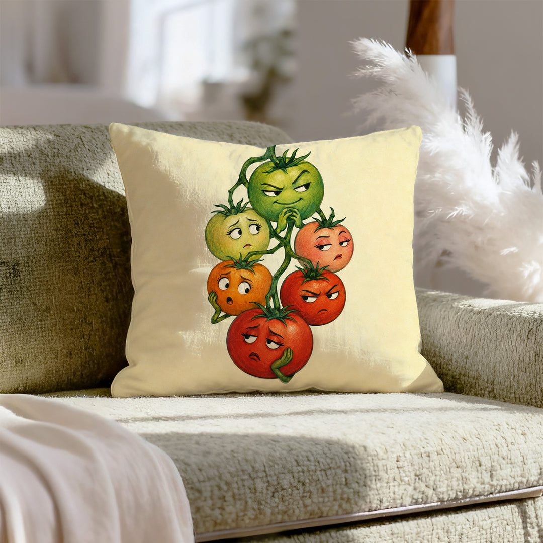Tomato Drama – Funny Kitchen Decor with a Vine at Every Ripeness – Pillow Cover