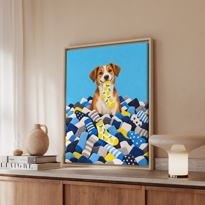 Sock Amnesty – Laundry Room Decor with a Mountain of Single Socks – Canvas / Framed Canvas