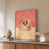 Five More Minutes – Above Bed Art with a Duvet Cocoon and One Open Eye – Framed Canvas Wall Art