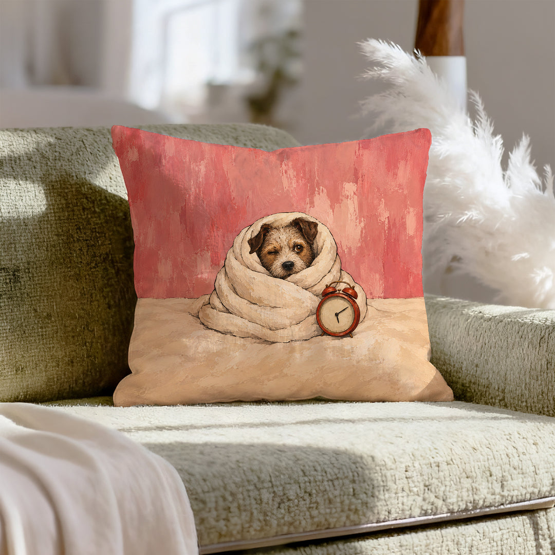 Five More Minutes – Above Bed Art with a Duvet Cocoon and One Open Eye – Pillow / Cover
