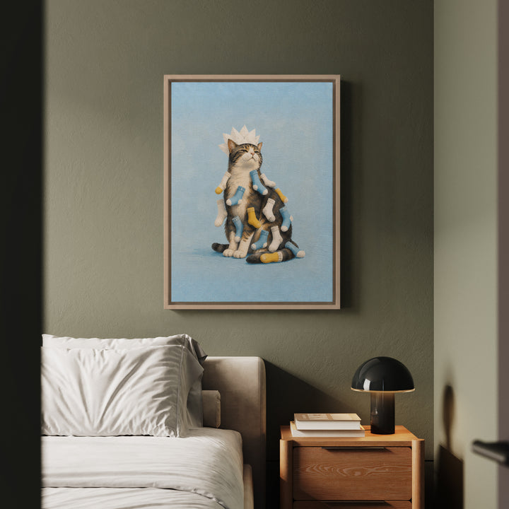 Static Cling – Laundry Room Decor with a Dryer Sheet Crown – Framed Canvas Wall Art