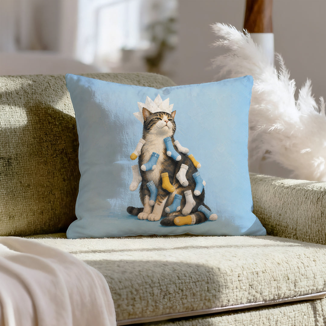 Static Cling – Laundry Room Decor with a Dryer Sheet Crown – Throw Pillow