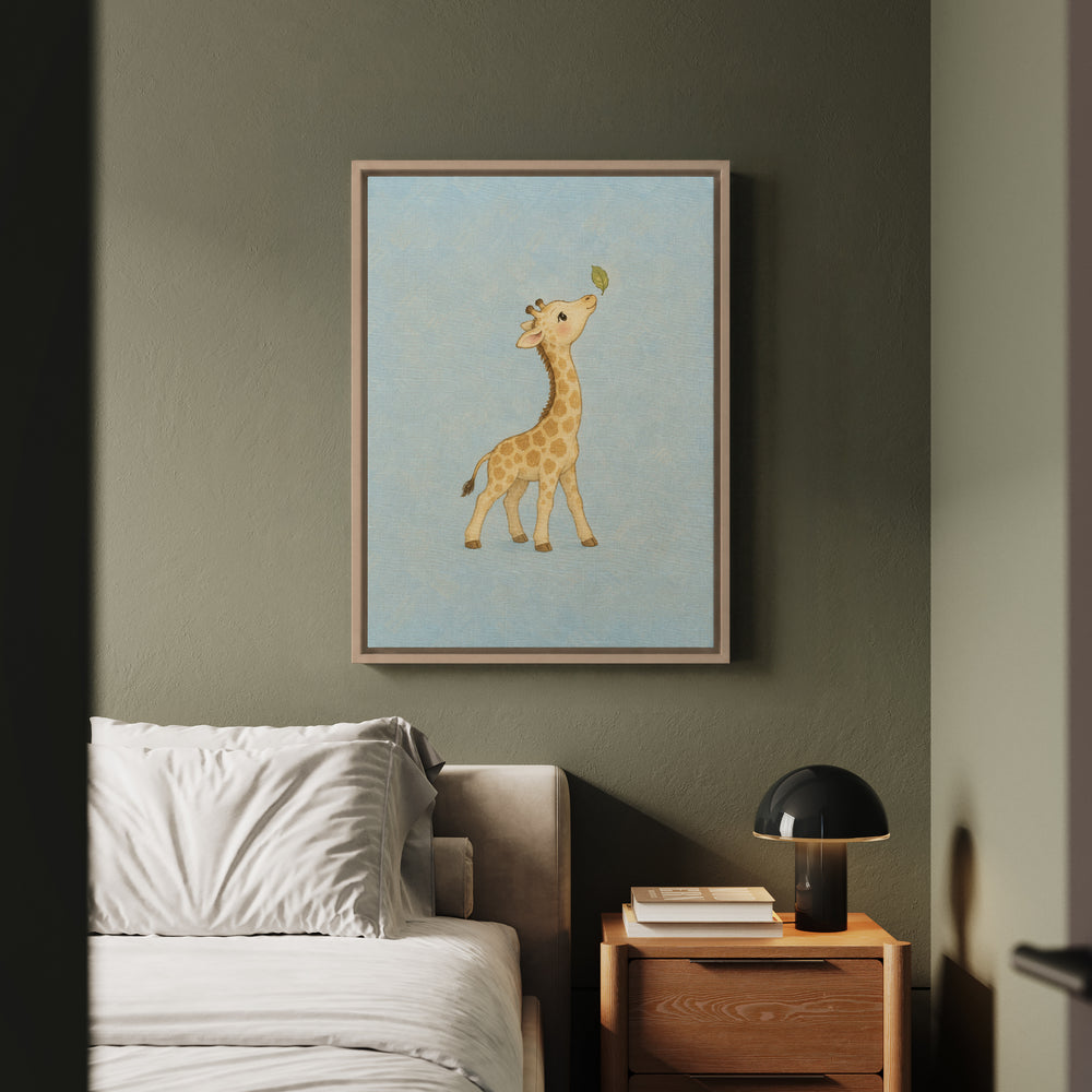 Safari Small: Giraffe – Nursery Wall Art with a Hopeful Neck Stretch – Framed Canvas Wall Art