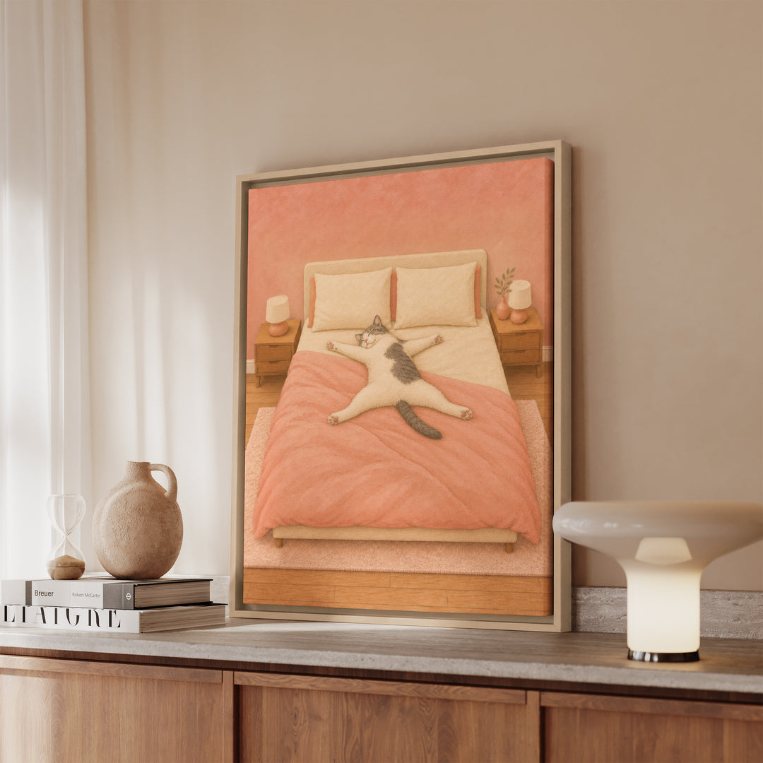 Starfish Position – Above Bed Decor with a Diagonal Sleeper in Charge – Framed Canvas Wall Art