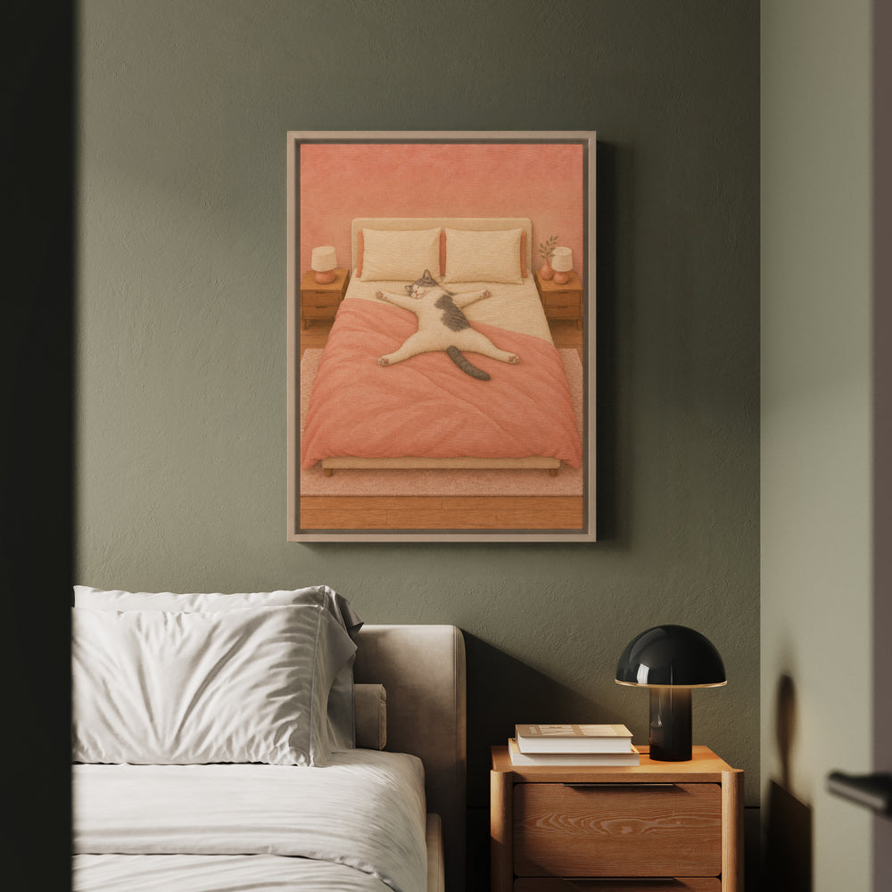 Starfish Position – Above Bed Decor with a Diagonal Sleeper in Charge – Framed Canvas Wall Art